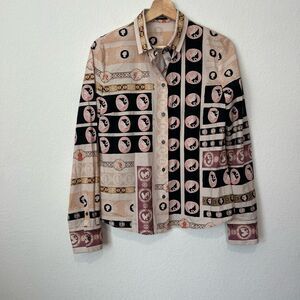 Jil Sander Navy Printed Long Sleeve Button Down Shirt Women's Size 40 US 4